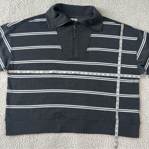 Maurices Willowsoft Collared Striped Gray White 1/4 Zip Sweater Sweatshirt SZ 3X - Picture 8 of 15